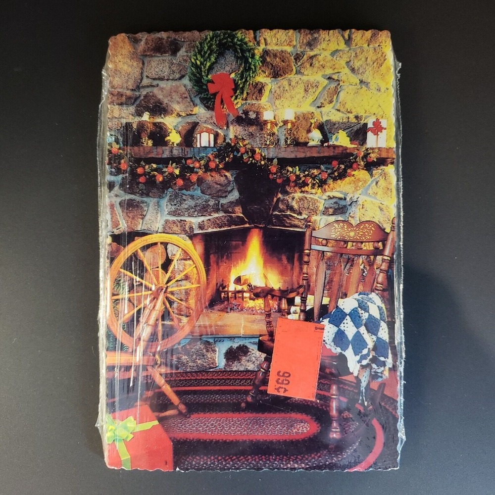 Vintage Grand Award Christmas Postcards - Stone Fireplace Hearth NEW Lot of 15